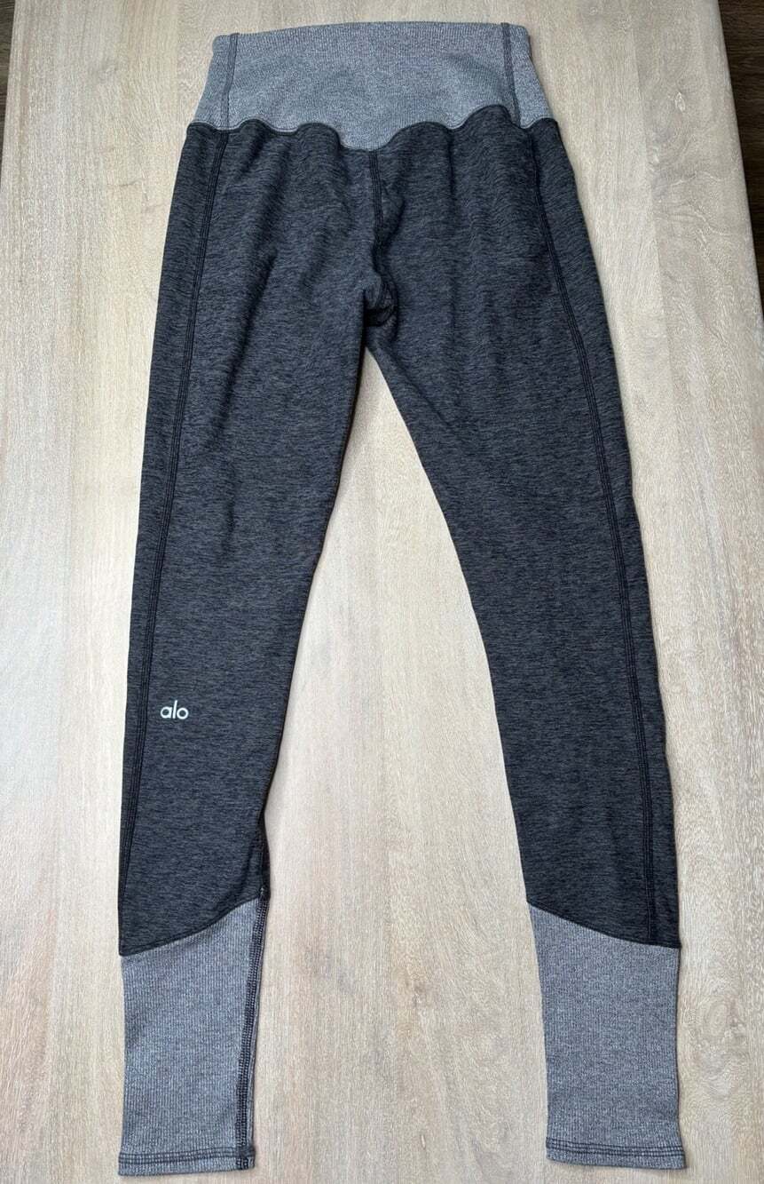 Alo Yoga Alosoft Colorblock Full Length Leggings in Heather Gray Size Small - Picture 3 of 4